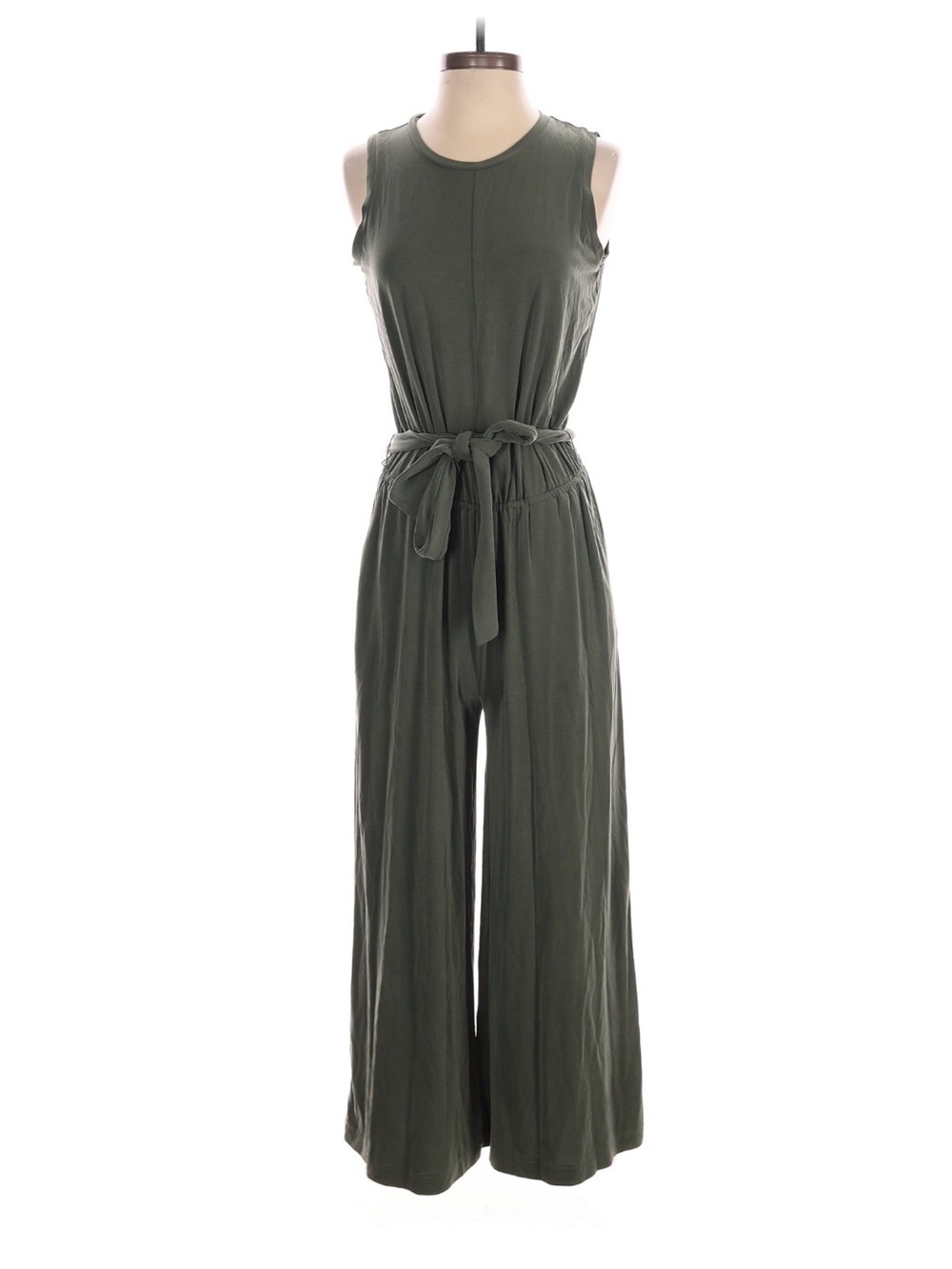 Banana Republic Olive Green Sleeveless Wide-Leg Jumpsuit with Waist Tie